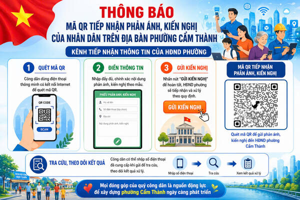 HĐND phường thông báo mã QR tiếp nhận phản ánh, kiến nghị của Nhân dân trên địa bàn phường Cẩm Thành